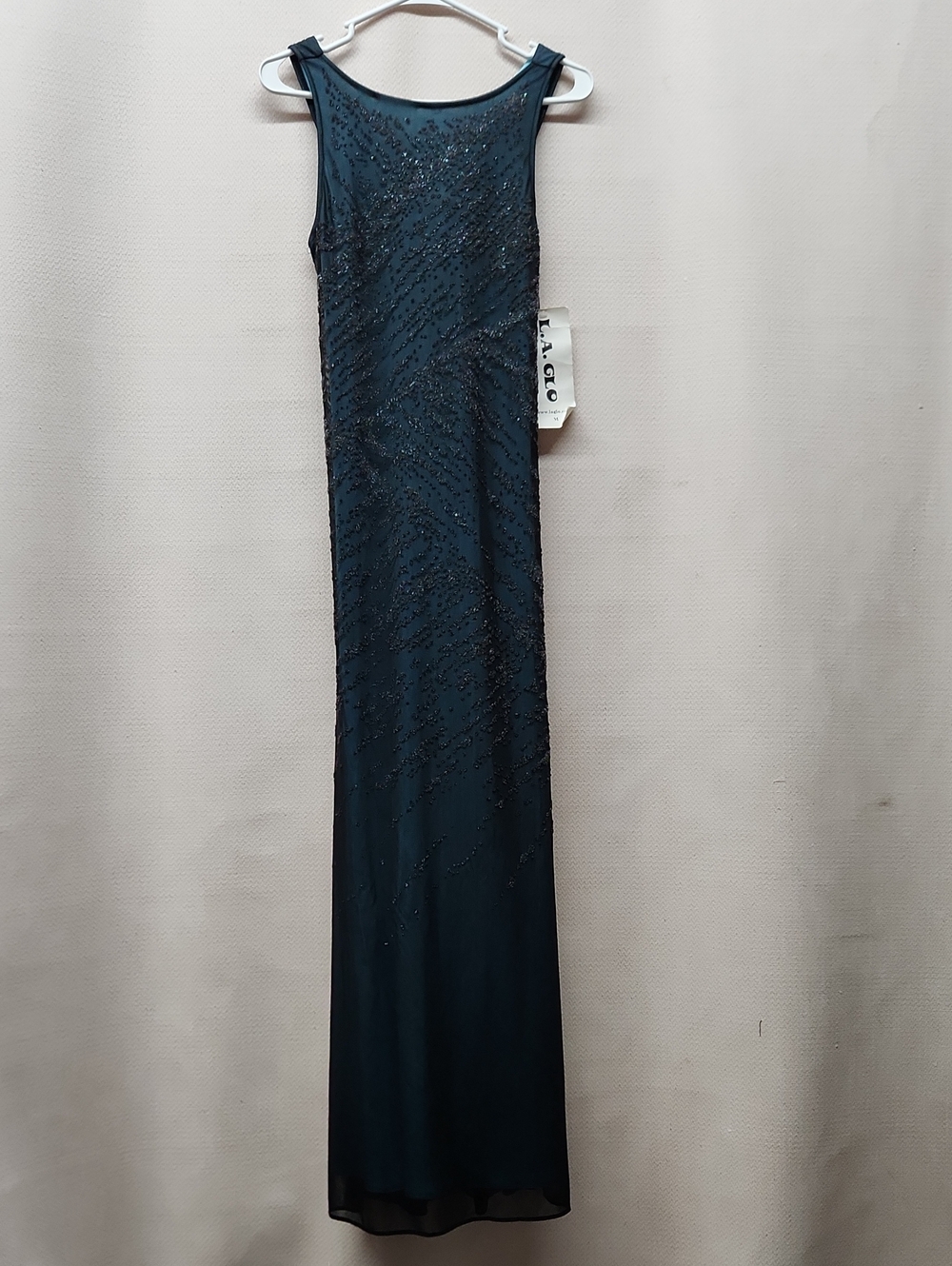 Teal Beaded Sleeveless Maxi Dress